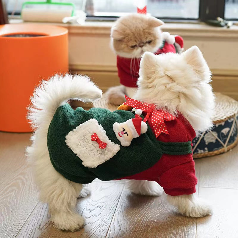 Dog pet cat clothing Christmas festive clothing Autumn and winter fashion Teddy fighting small and medium-sized dogs