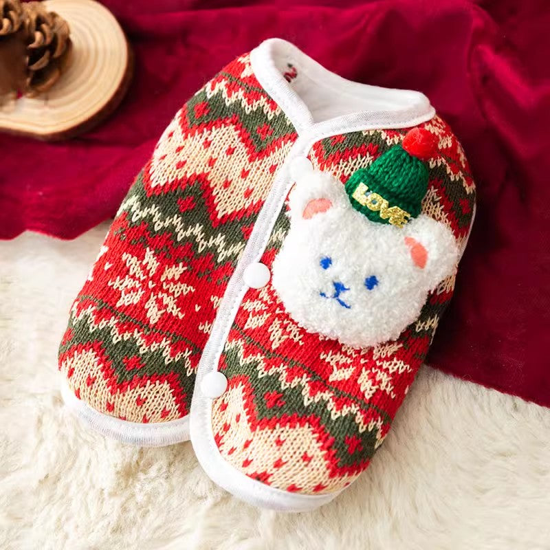 Pet puppy dog Clothing Autumn and Winter Bichon Bear Teddy Yorkshire Puppy Schnitzer Winter Winter Winter Christmas Wind vest