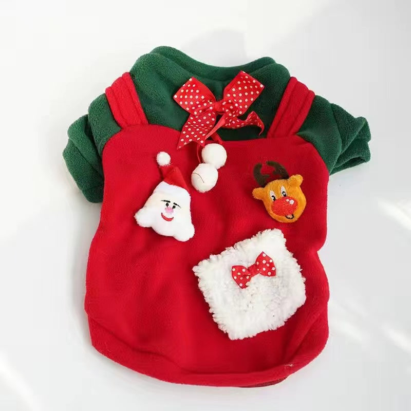 Dog pet cat clothing Christmas festive clothing Autumn and winter fashion Teddy fighting small and medium-sized dogs