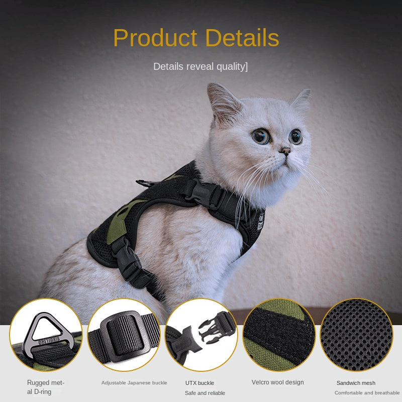 Cat leash vest style tactical cat harness new