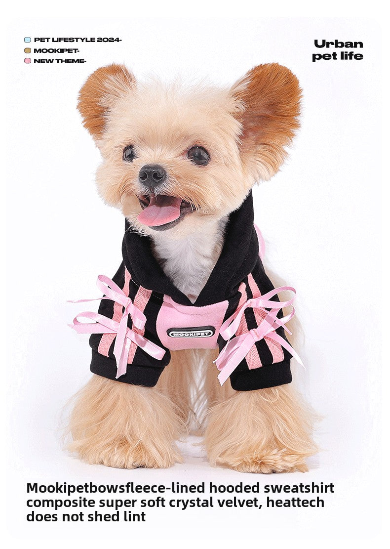 mookipet dog new clothes Pet cat Yorkshire Bear small dog tide brand autumn and winter warm hoodie