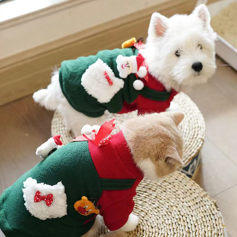 Dog pet cat clothing Christmas festive clothing Autumn and winter fashion Teddy fighting small and medium-sized dogs