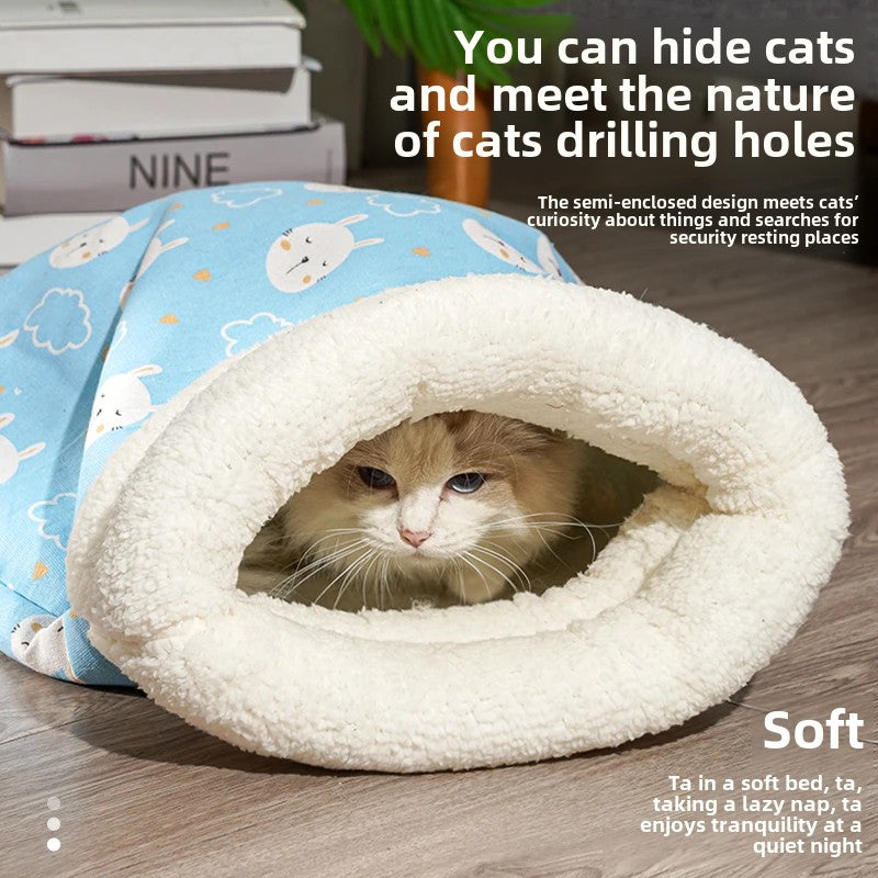 Tunnel cat Kennel Dog Kennel Winter warm Closed cat bed Pet supplies Cat kennel pad cat sleeping bag