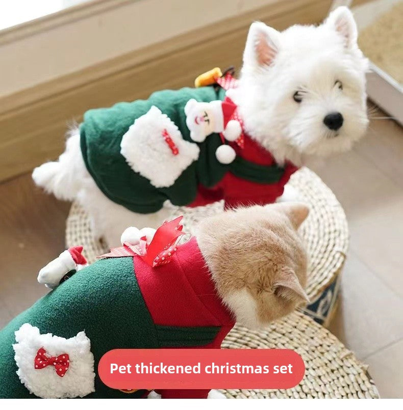 Dog pet cat clothing Christmas festive clothing Autumn and winter fashion Teddy fighting small and medium-sized dogs